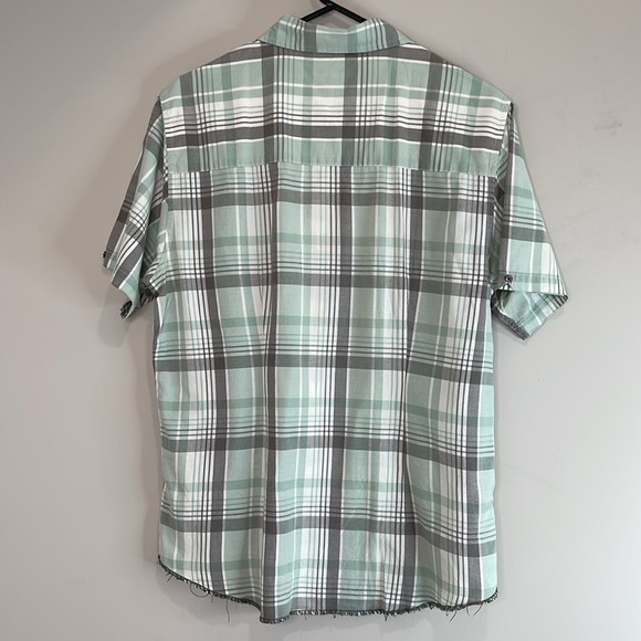 Horny Toad Mens Short Sleeve Plaid Button Down Shirt Green Grey Organic Cotton S - Picture 10 of 12